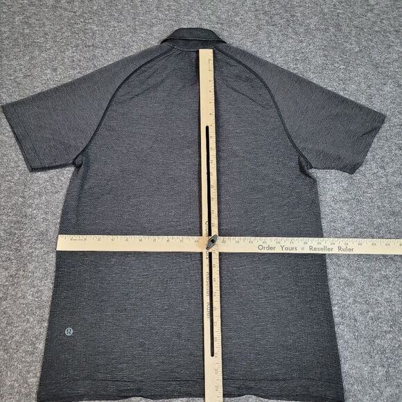 Lululemon Metal Vent Tech Polo Shirt Men's Size M Black Golf Gym Athletic - Picture 9 of 12